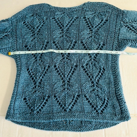 Vintage Hand Crocheted Gorgeous loose knit in teal.One of a kind.Size M - Picture 6 of 8